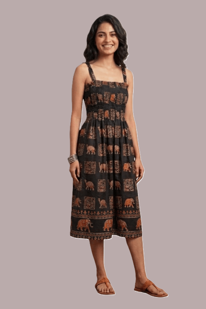 Royal Elephant Dress - Black