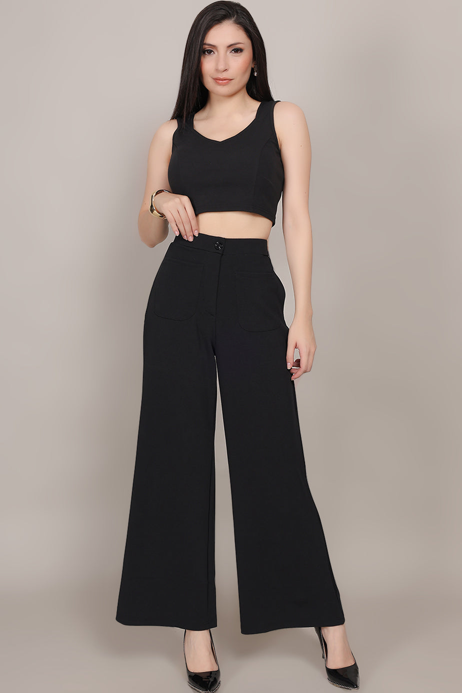 Sweetheart Crop Top Black - FuchsiaBless