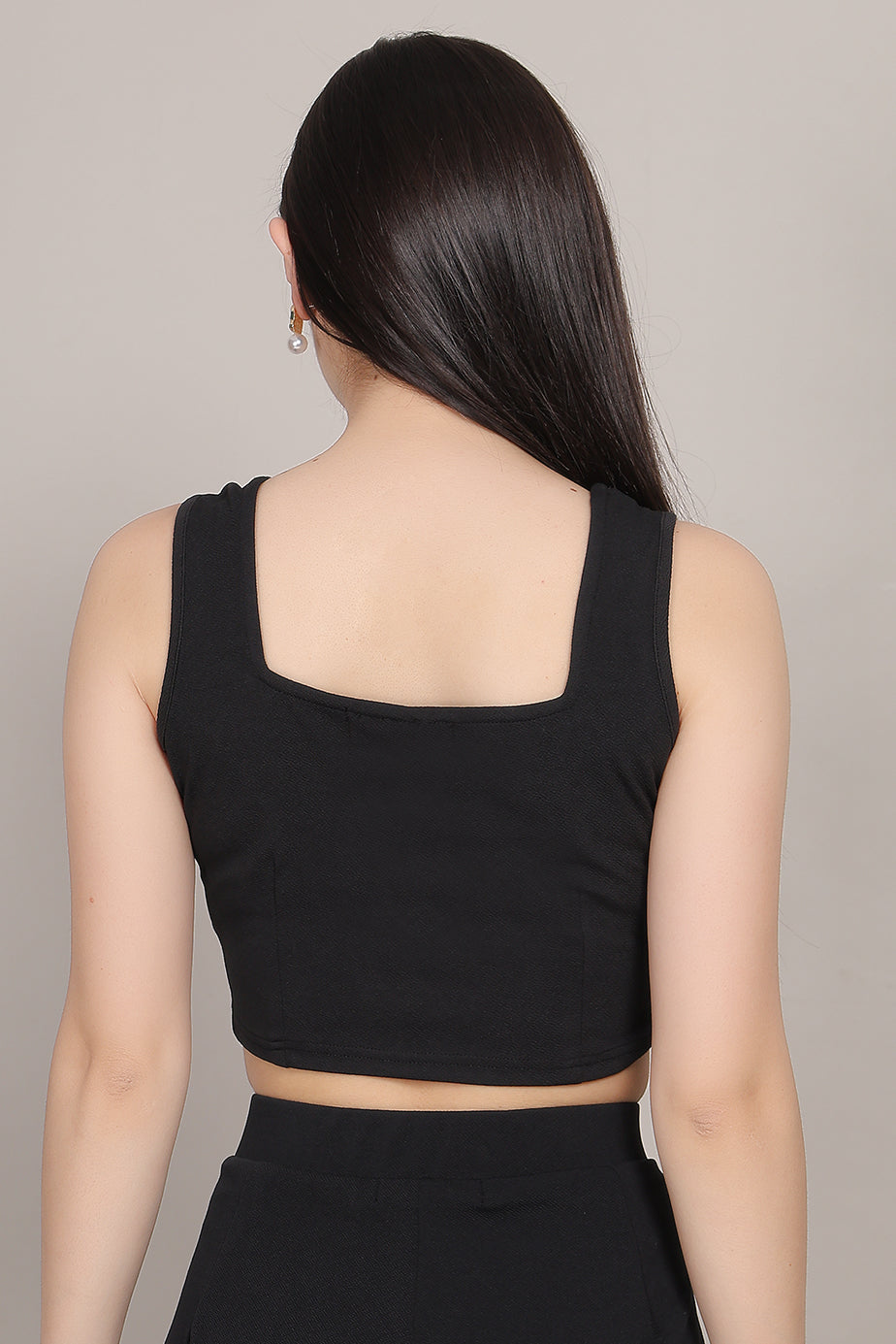 Sweetheart Crop Top Black - FuchsiaBless