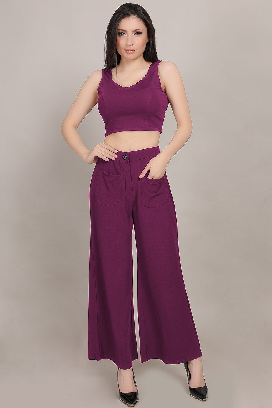Sweetheart Crop Top Purple - FuchsiaBless