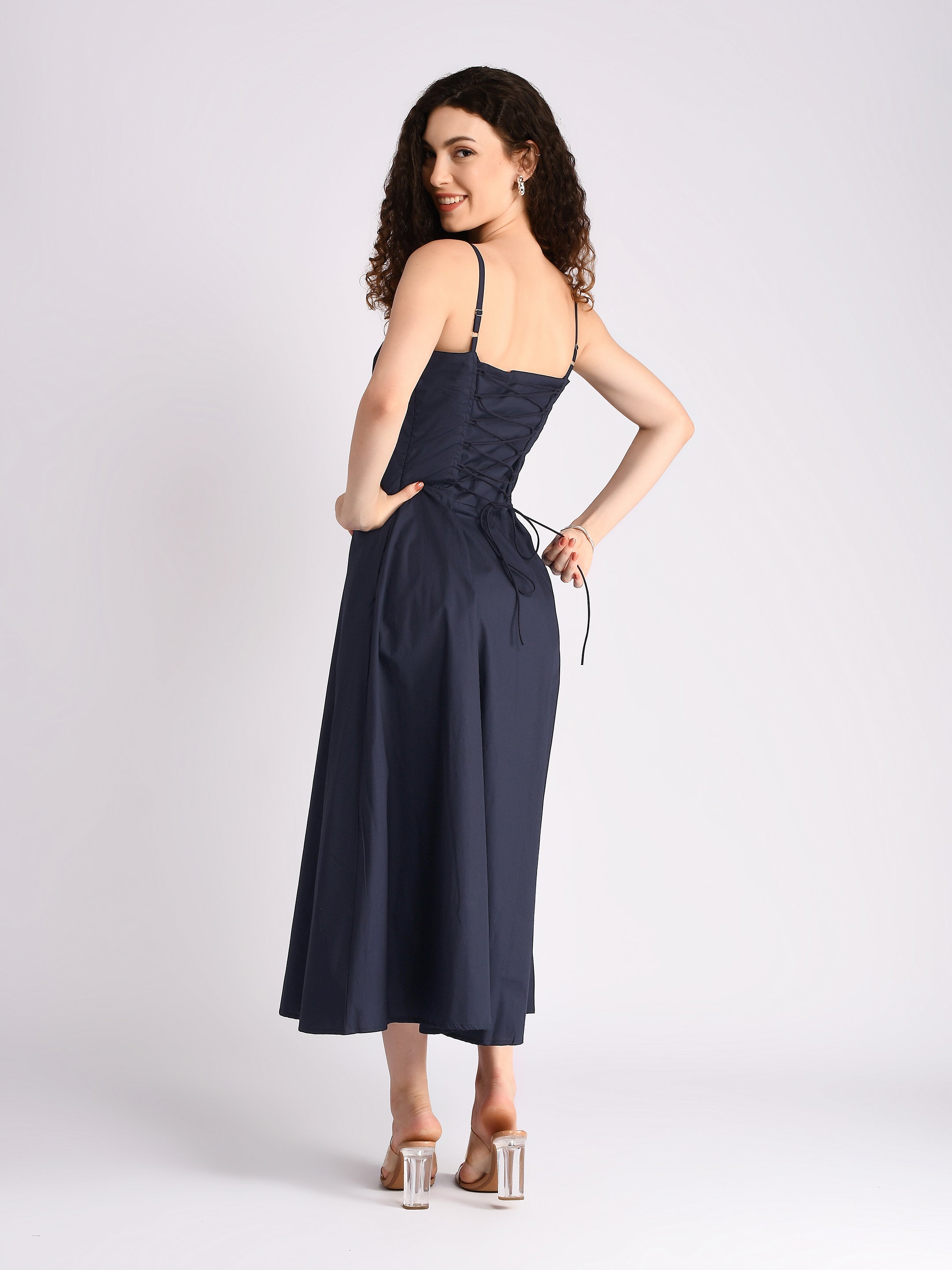 Navy Serenity Padded Dress
