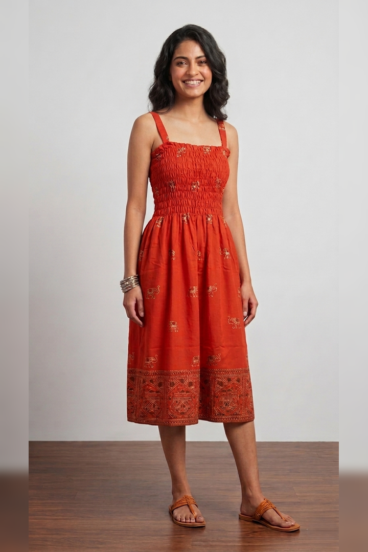 Royal Elephant Dress - Red