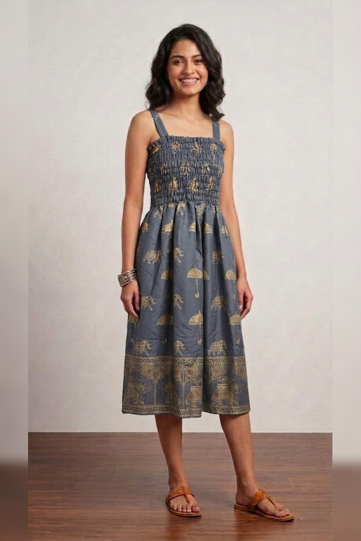 Royal Elephant Dress - Grey
