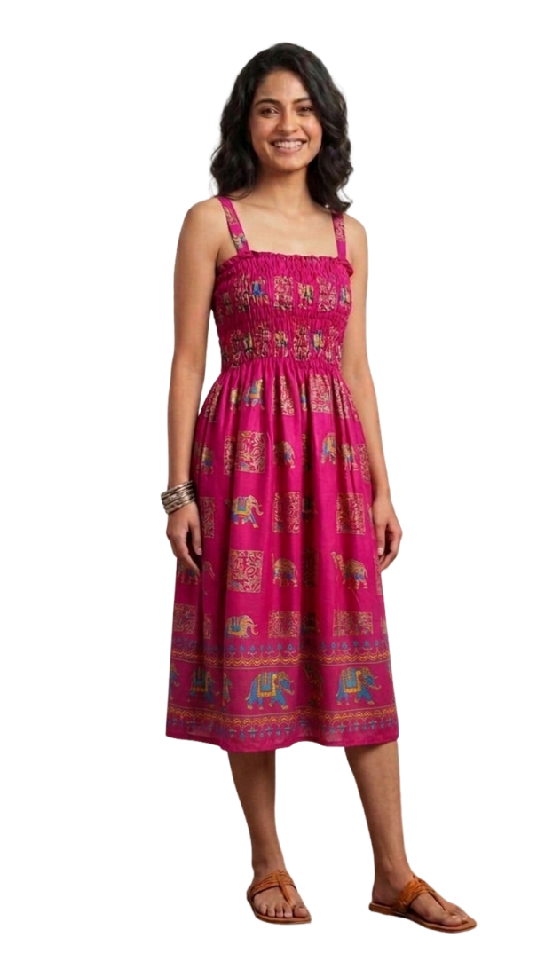 Royal Elephant Dress - Fuchsia Pink
