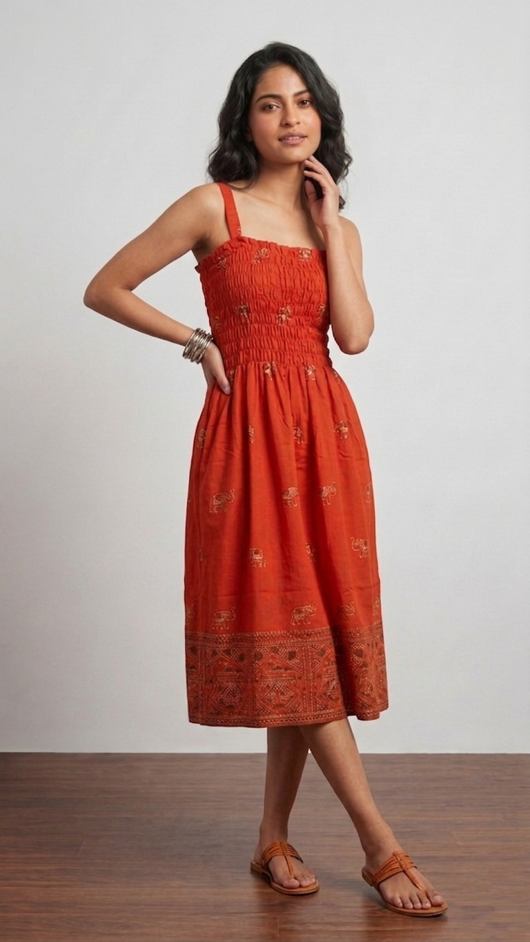Royal Elephant Dress - Red