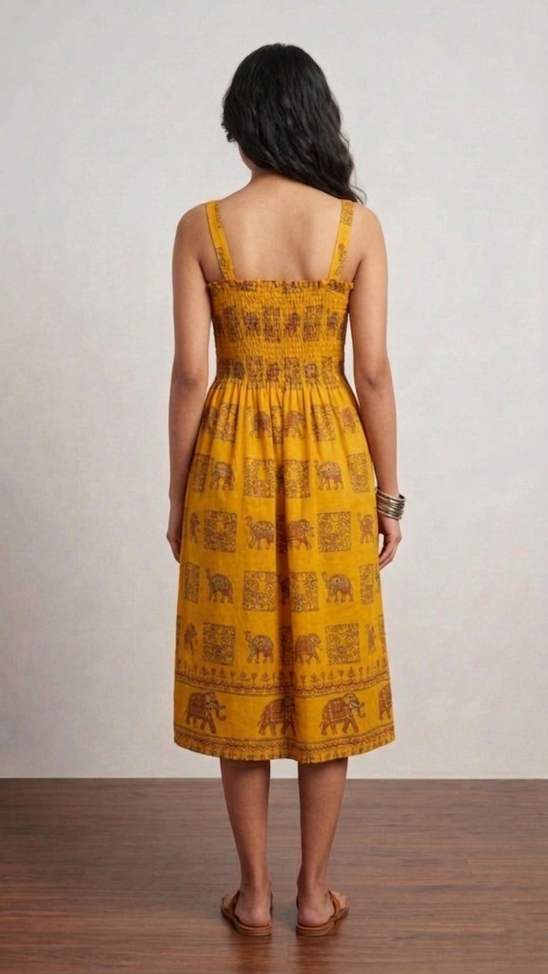 Royal Elephant Dress - Yellow