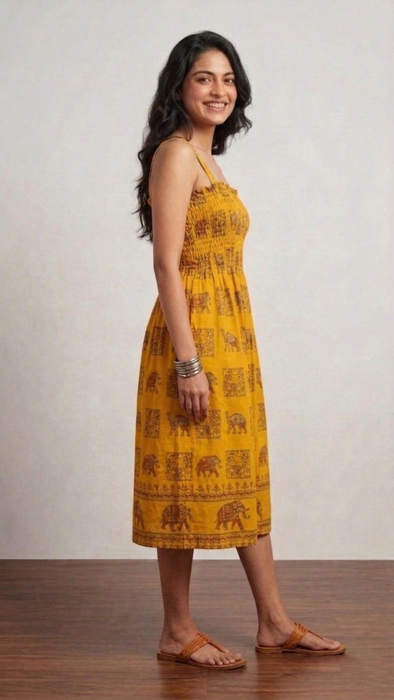Royal Elephant Dress - Yellow