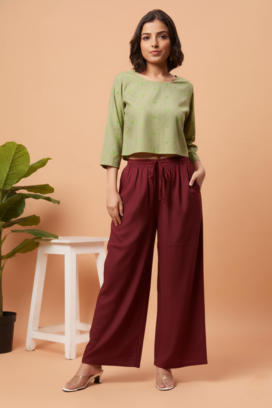 Palazzo Pants - Maroon