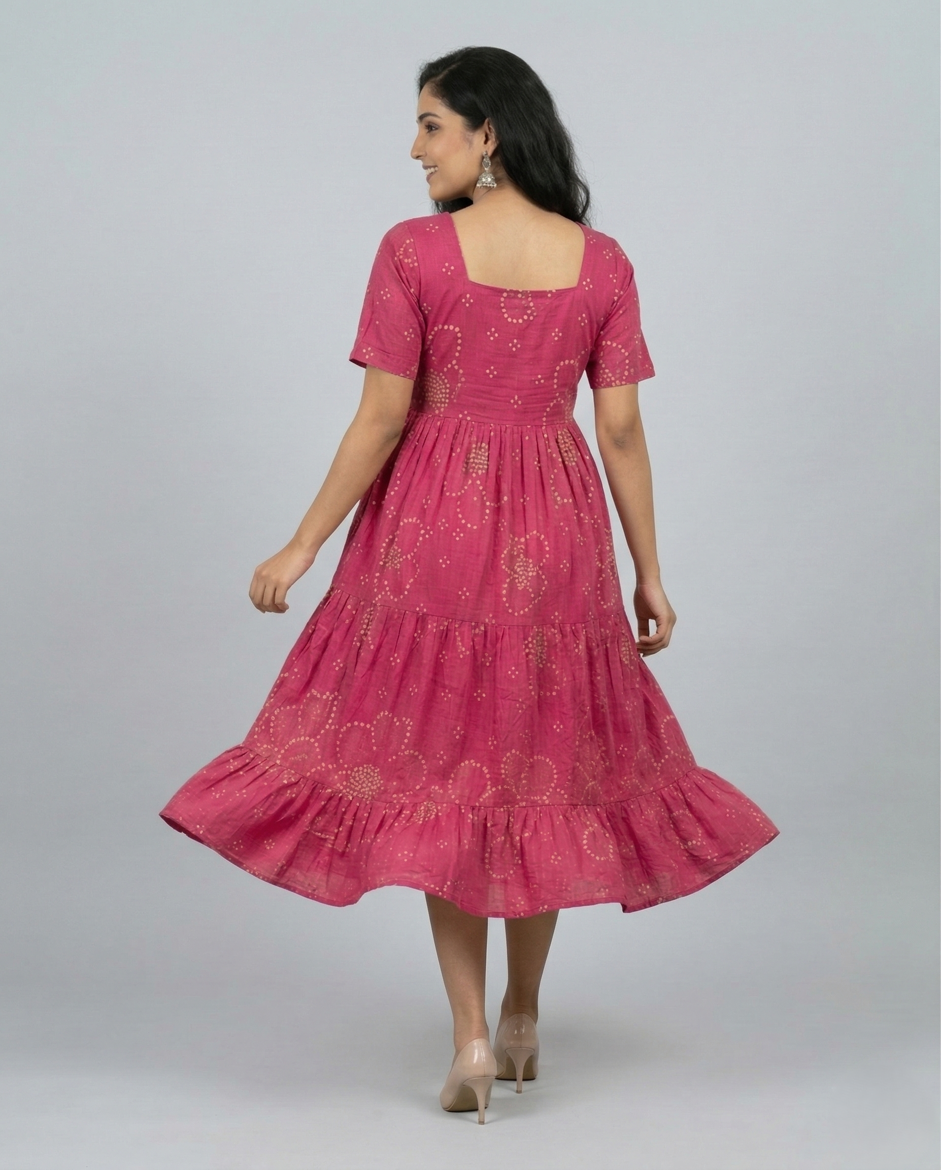 Midi Floral Dress - Rani Pink