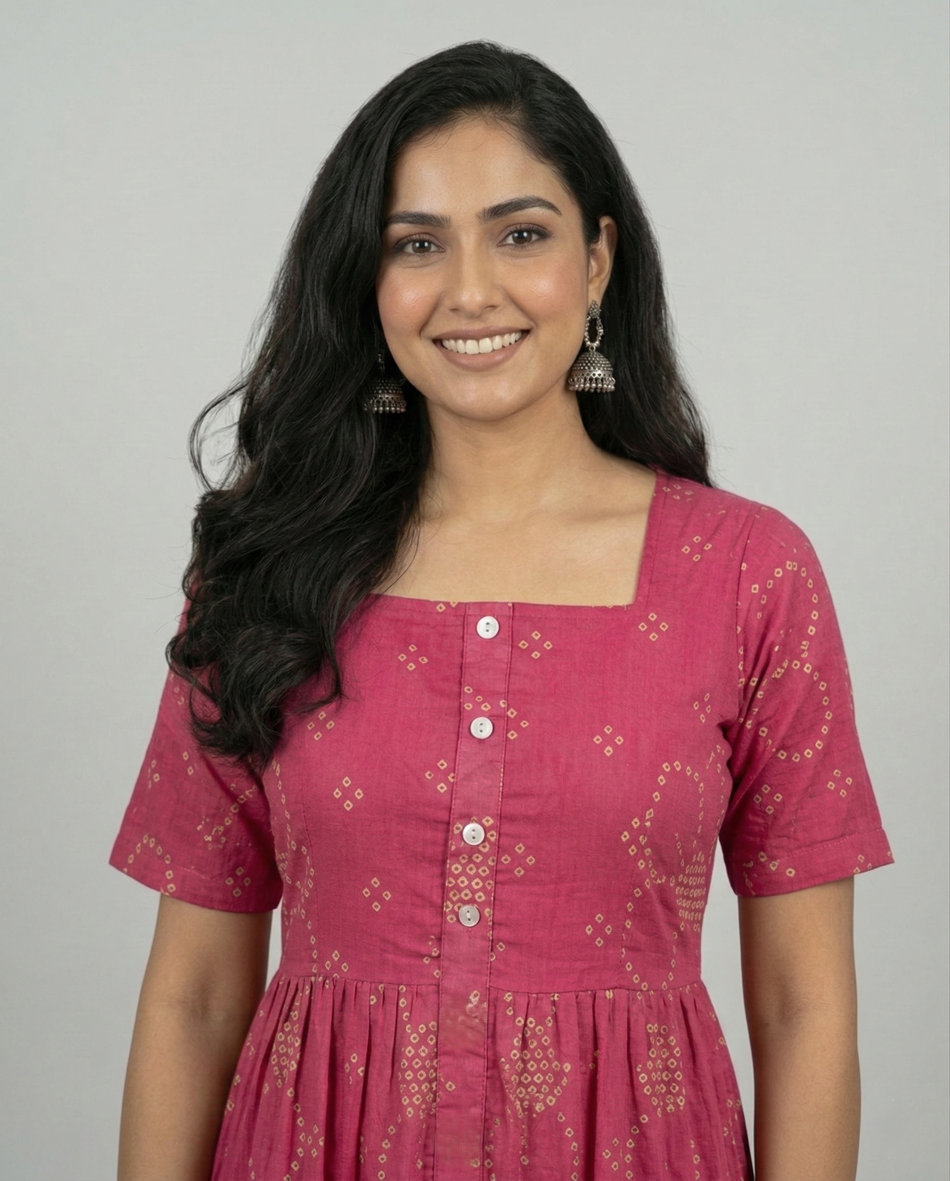 Midi Floral Dress - Rani Pink