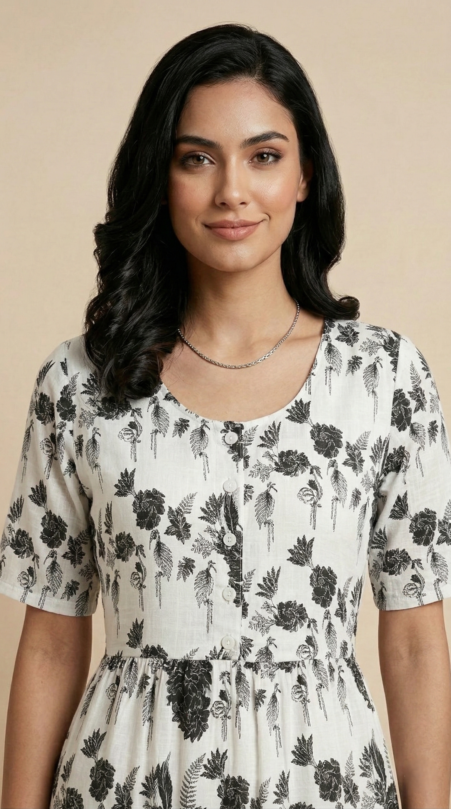 Midi Floral Dress - White
